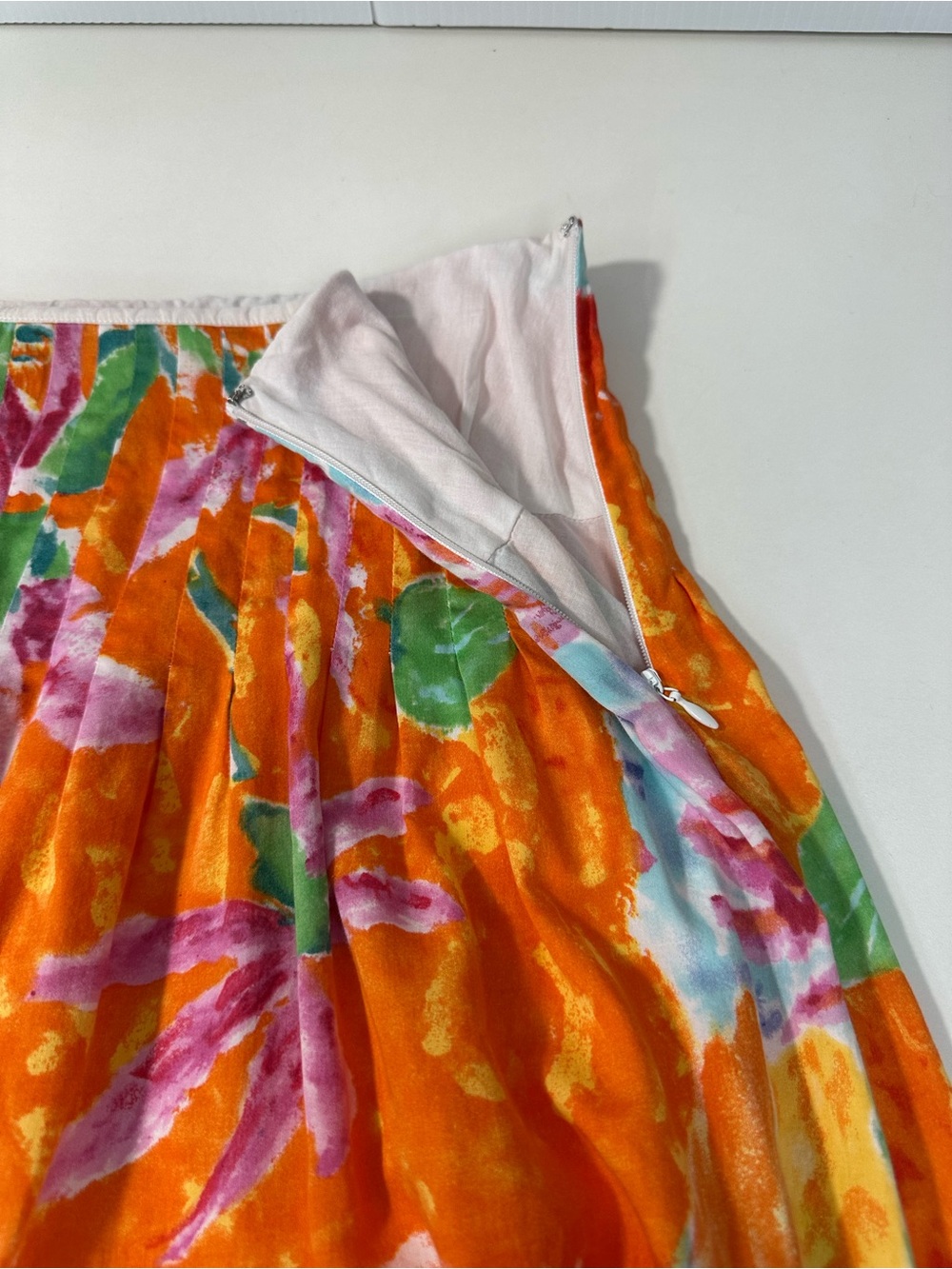 Ralph Lauren Watercolor Floral Pleated High Waisted  Cotton Knee Length Skirt 10 - Picture 5 of 11